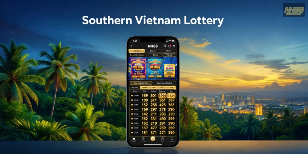 Minh họa khái niệm xổ số miền nam nh88 với giao diện hiện đại và các con số may mắn