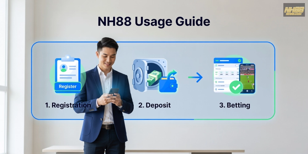 Caption mô tả chi tiết về khái niệm hướng dẫn sử dụng NH88 qua infographic đơn giản