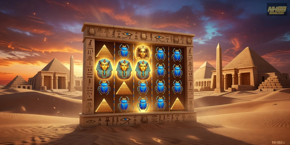 Hình ảnh trò chơi Pharaoh's Gold với biểu tượng Ai Cập huyền bí trên NH88